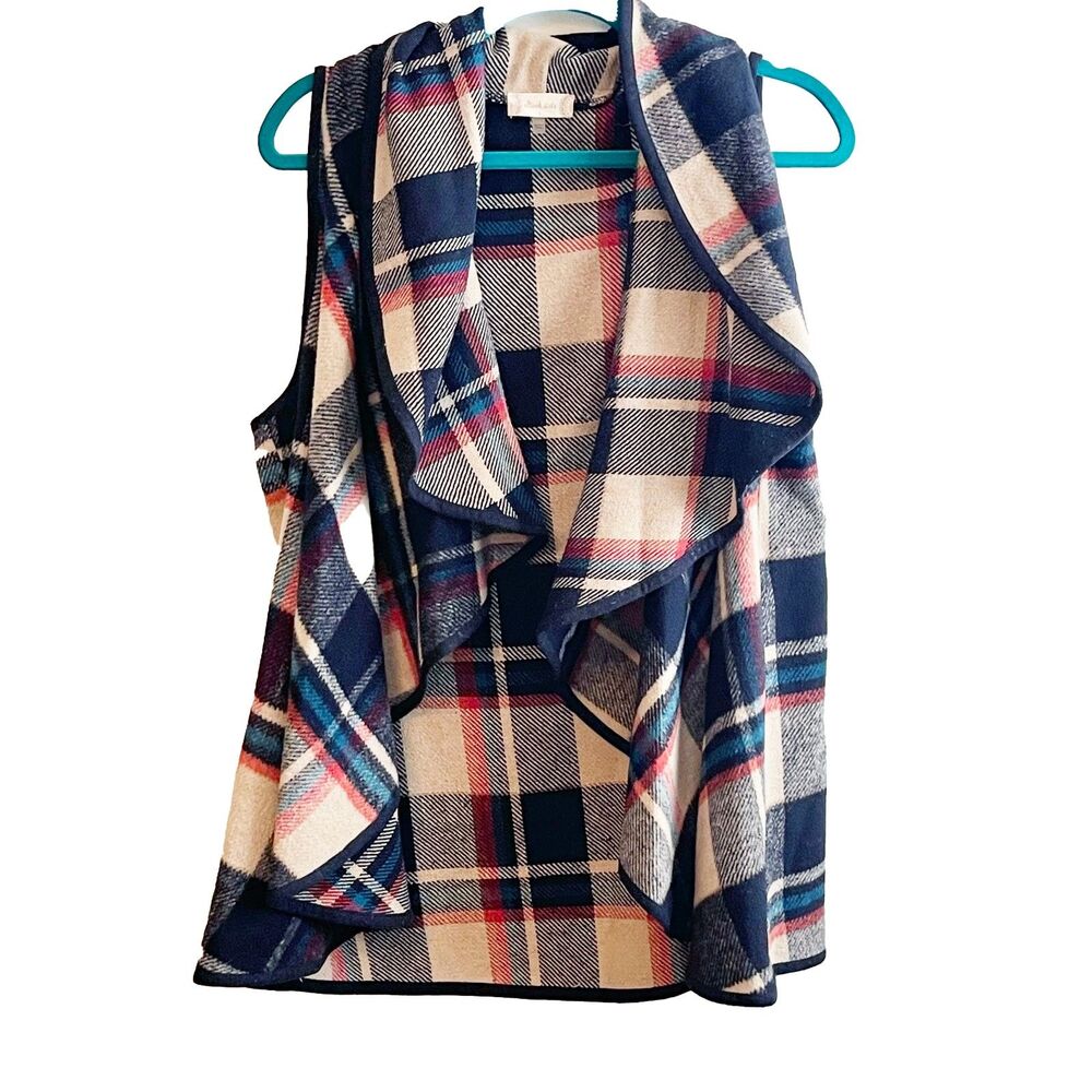 Plaid Open Waterfall Sweater Vest Cabincore Cozy - Altar'd State - Size Large